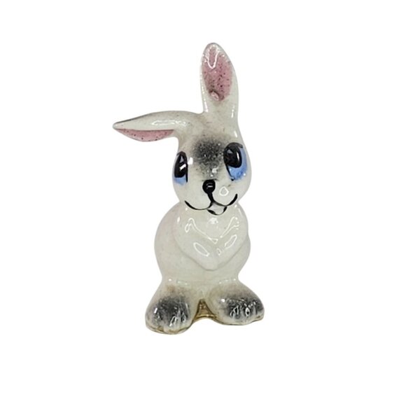 Early Monrovia Hagen Renaker White Rabbit Ears Apart Blue Eyes 1950s Figurine - Picture 1 of 6